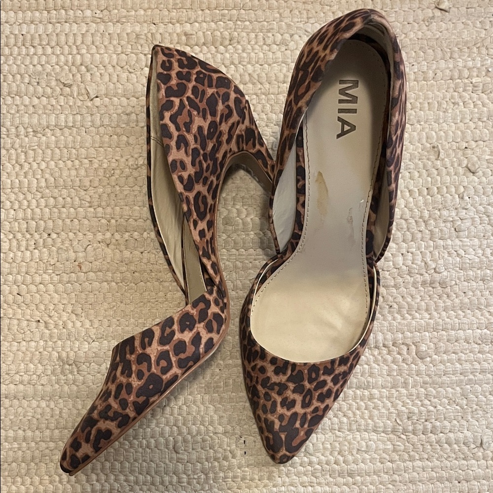 MIA Leopard Print Pointed D'Orsay Heels - Brown and Black